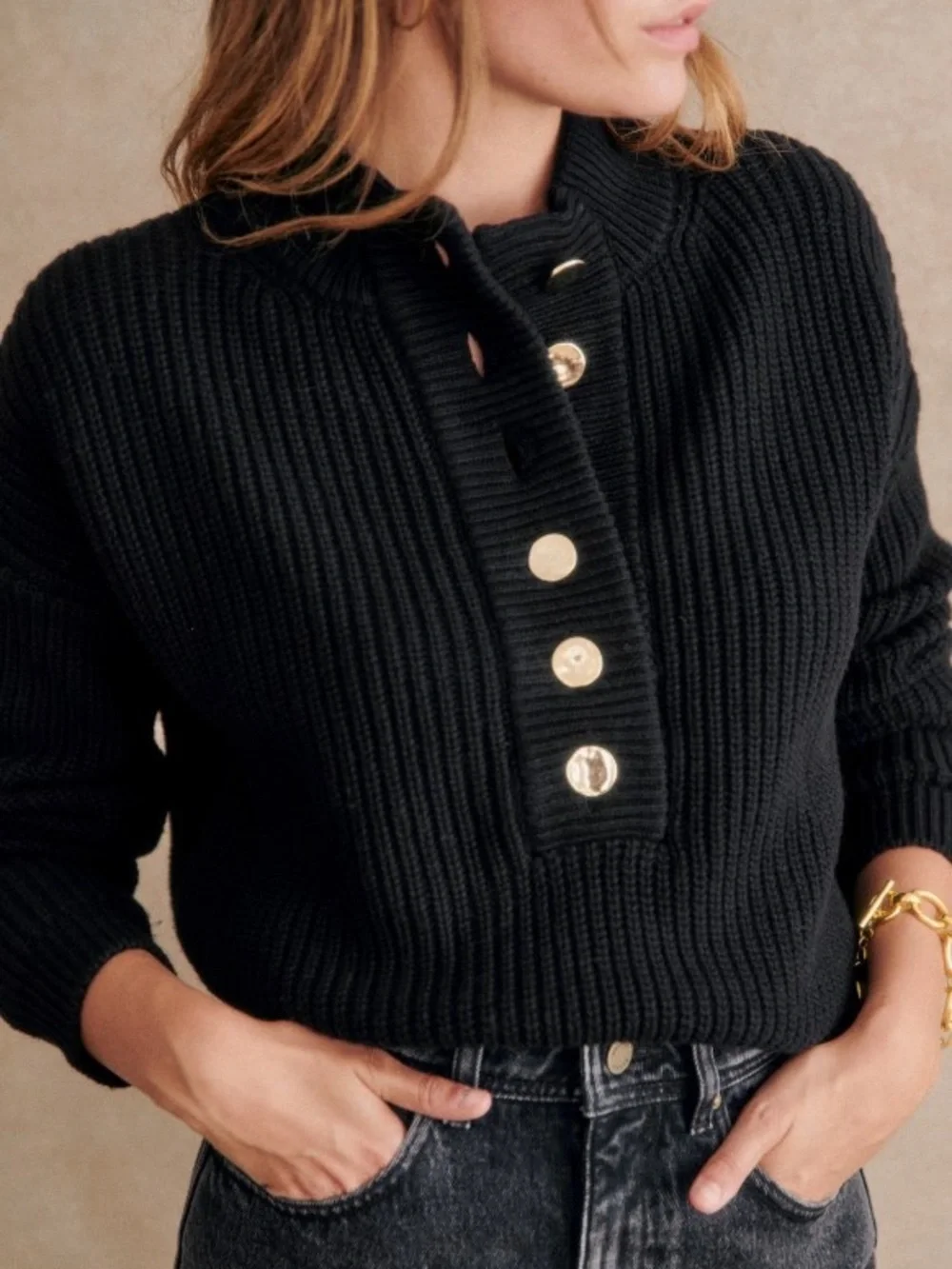 Sezane Lucas Jumper Black XS - Picture 2 of 11